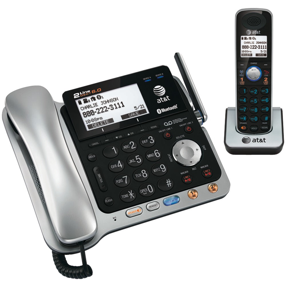 Att Dect 6.0 2-line Connect-to-cell Corded And Cordless Bluetooth Phone System (corded Base System & Single Handset )