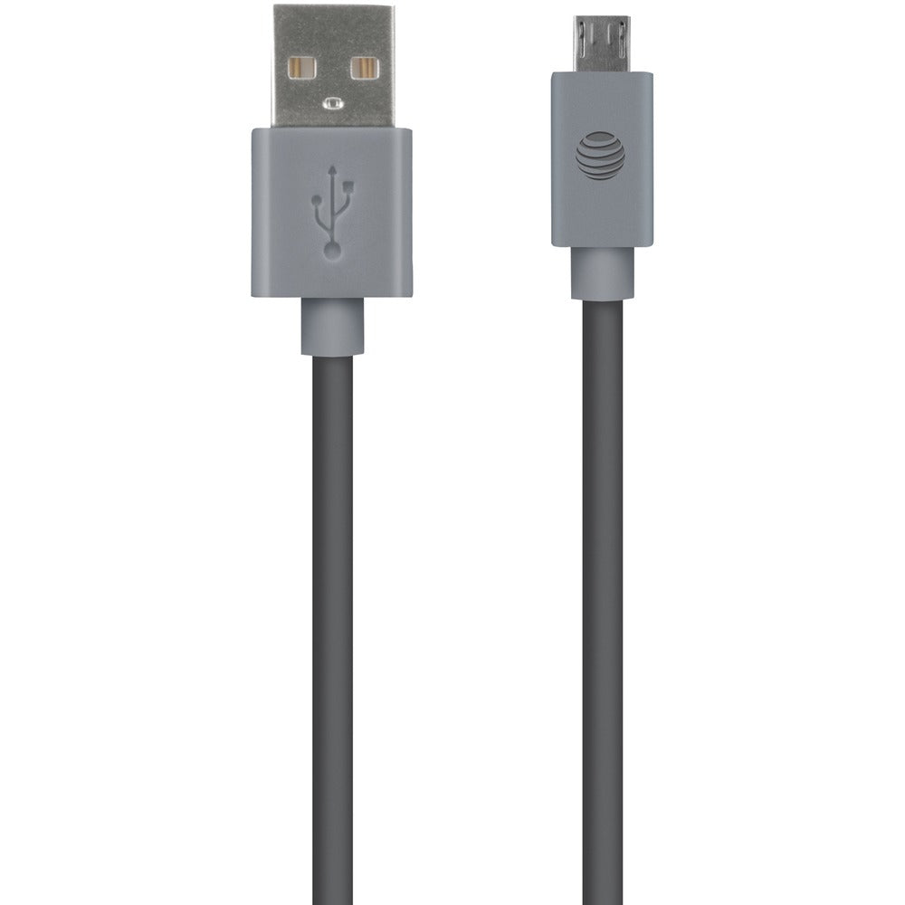 At&t Usb To Micro Usb Charge & Sync Cable 10ft (gray)