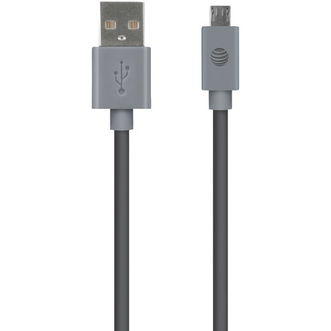 At&t Usb To Micro Usb Charge & Sync Cable 10ft (gray)