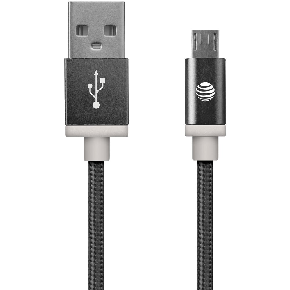 At&t Charge & Sync Braided Usb To Micro Usb Cable 5ft (black)