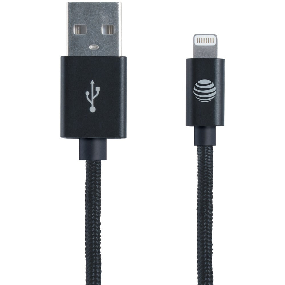 At&t Charge & Sync Braided Usb To Lightning Cable 4ft (black)