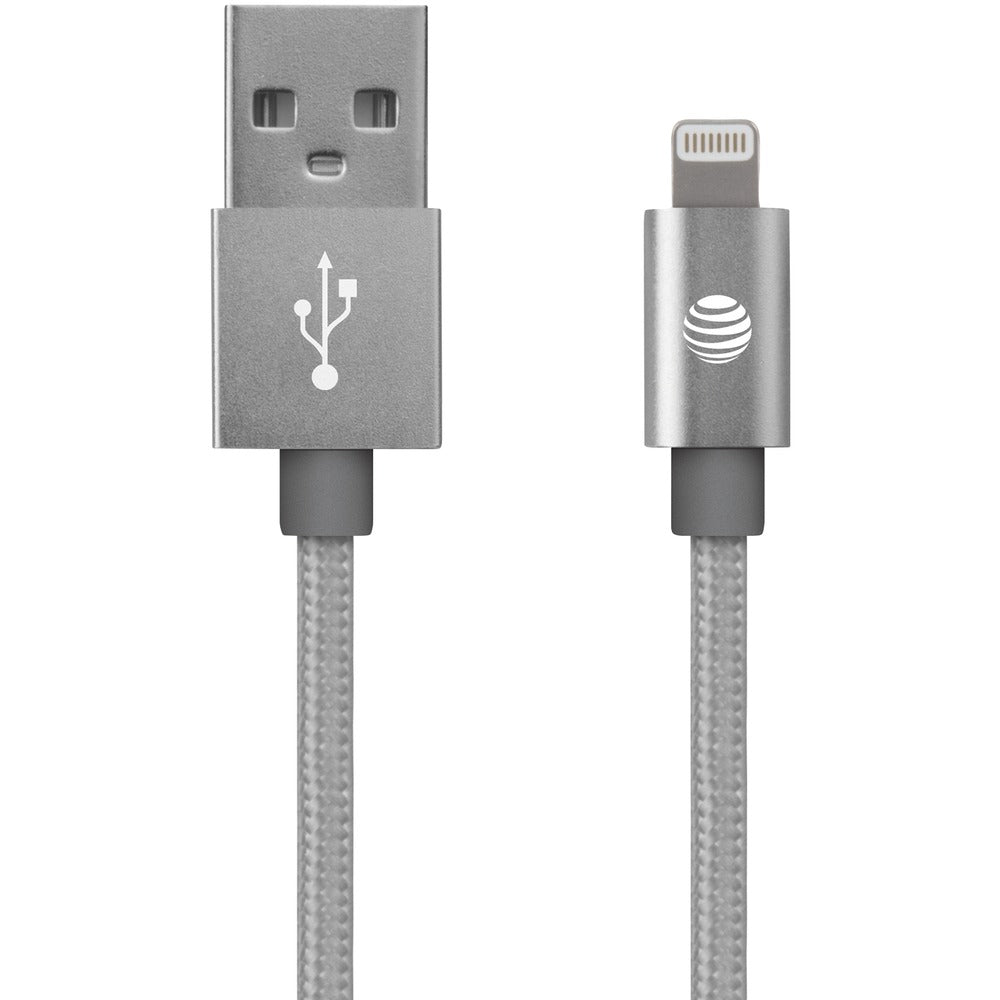 At&t Charge & Sync Braided Usb To Lightning Cable 4ft (silver)