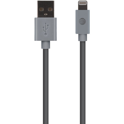 At&t Charge & Sync Usb Cable With Lightning Connector 10ft (gray)